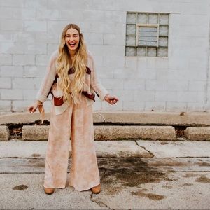 ❤️ Valentine’s Day Tie dye flowy pants pink nude S